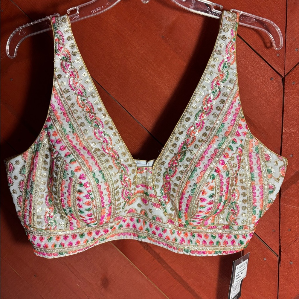 Figures Designer Boho Paisley Bralette Crop Top | NWT | XXL 42